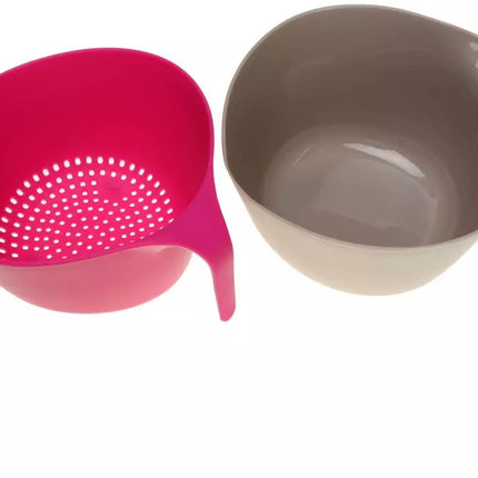 Kom en Vergiet Set - 4 Liter, Grijs en Roze, Hoogwaardig Kunststof - Stevig en Praktisch Keukengerei