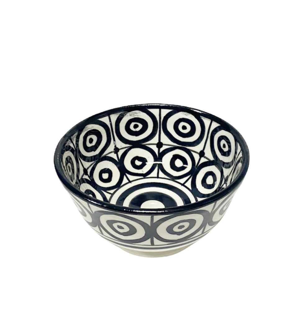 Bol marocain en poterie noir et blanc