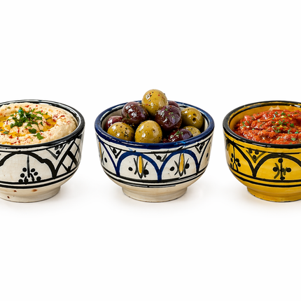 Handgemaakte Marokkaanse mini schaaltjes – Ø 7 cm – Set van Kleurrijke Mini Kommetjes