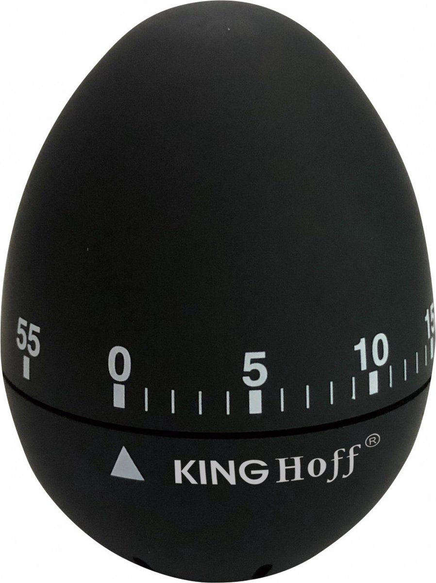 Minuteur de cuisine mécanique Kinghoff 1620 - Minuteur de cuisine en acier inoxydable noir (60 min) - Minuteur œuf