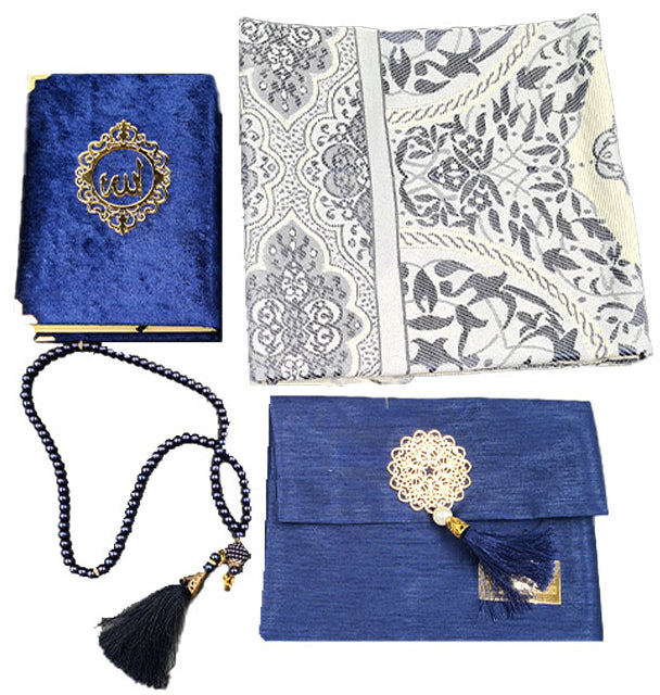 Koran geschenkset van fluweel – islamitisch cadeau met gebedskleed en tasbih – foto 3