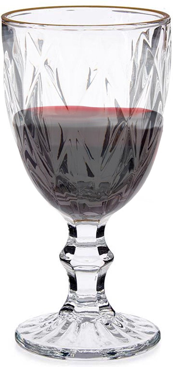 6x - crystal look stemmed glasses - gold rim - 330 ml