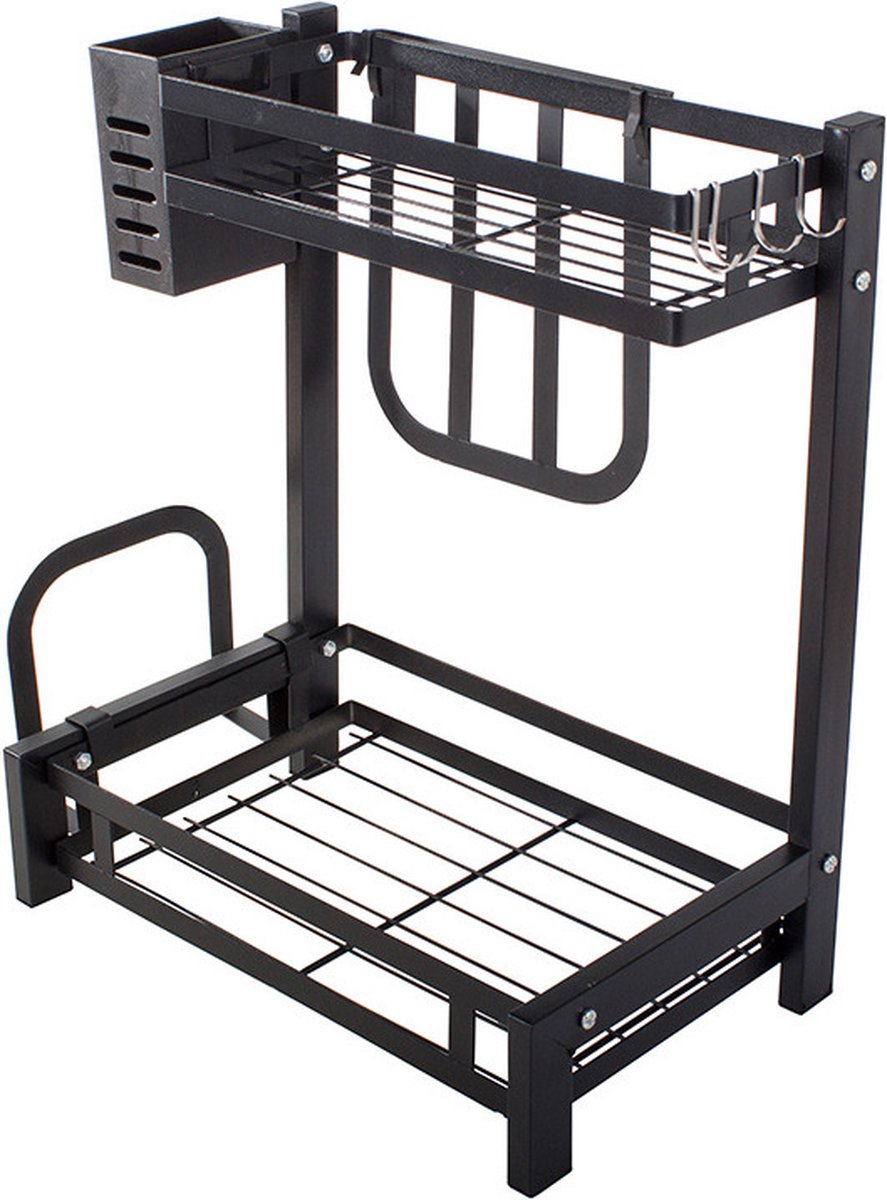 Kitchen shelf black metal 2 tiers