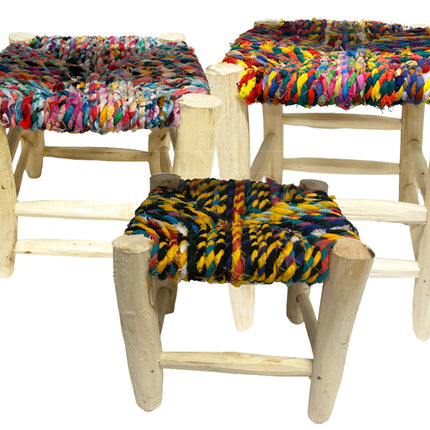 Marokkaanse Houten krukjes multicolor