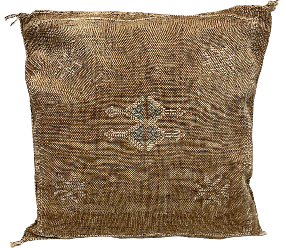 Coussin Sabra en soie de cactus marocain Marron clair