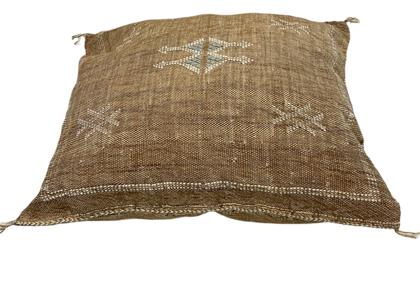 Coussin Sabra en soie de cactus marocain Marron clair