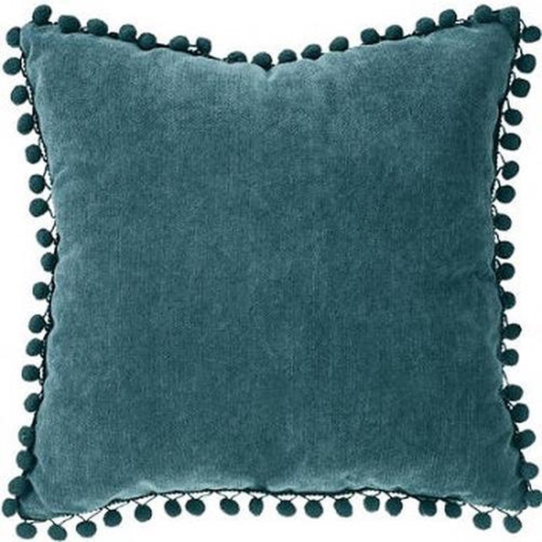 Atmosphera velvet pompom kussen 40 x 40 cm – okergeel, terracotta of blauw – foto 4