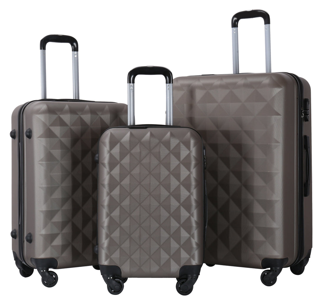 3-delige kofferset donkergrijs – hardcase ABS koffers S, M en L met cijferslot