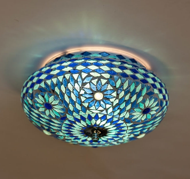 Oriental mosaic ceiling lamp blue Ø 25cm