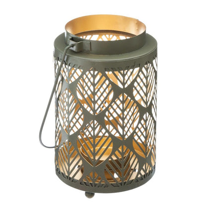 Cilindrische Metalen Lantaarn "Opengewerkt" 13cm