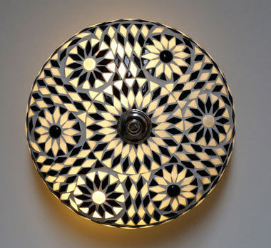 Mediterranean mosaic ceiling lamp 25 cm - black and white