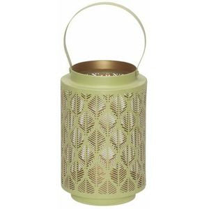 LANTERNE FEUILLE MENTHE D10XH15CM