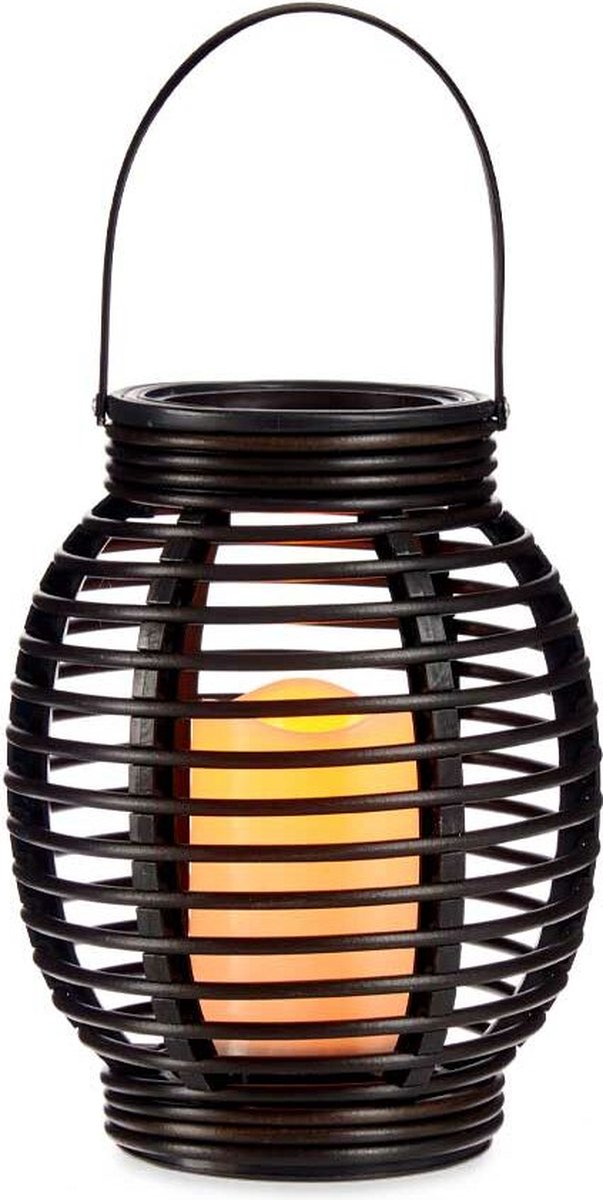 Black Plastic LED Candle Lantern Dark Brown 20 cm