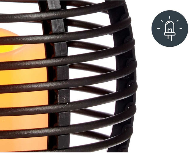 Zwart Kunststof LED Kaarslantaarn Donkerbruin 20 Cm