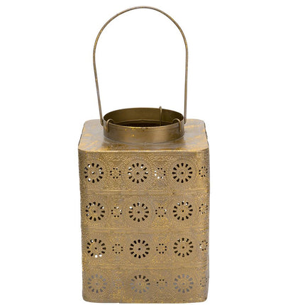 Lantaarn antique goud 20 cm
