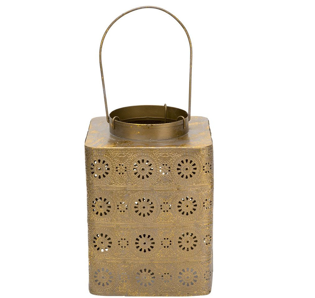 Lantaarn antique goud 20 cm