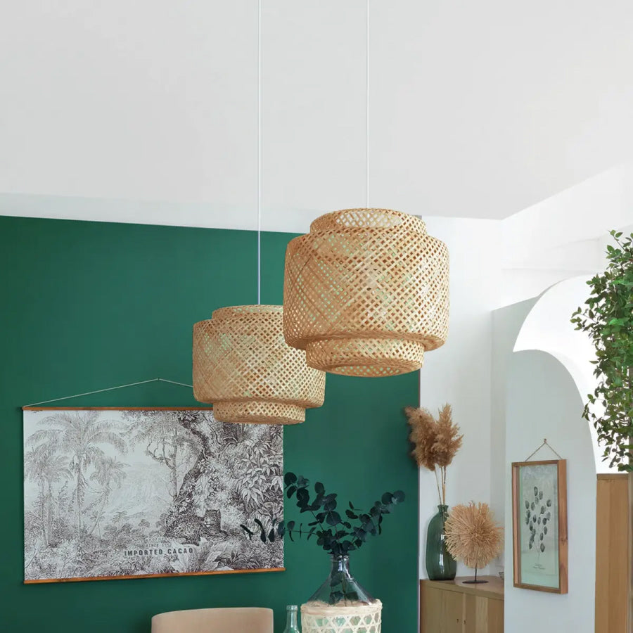 Woven bamboo pendant lamp - Ø40 x 38 cm