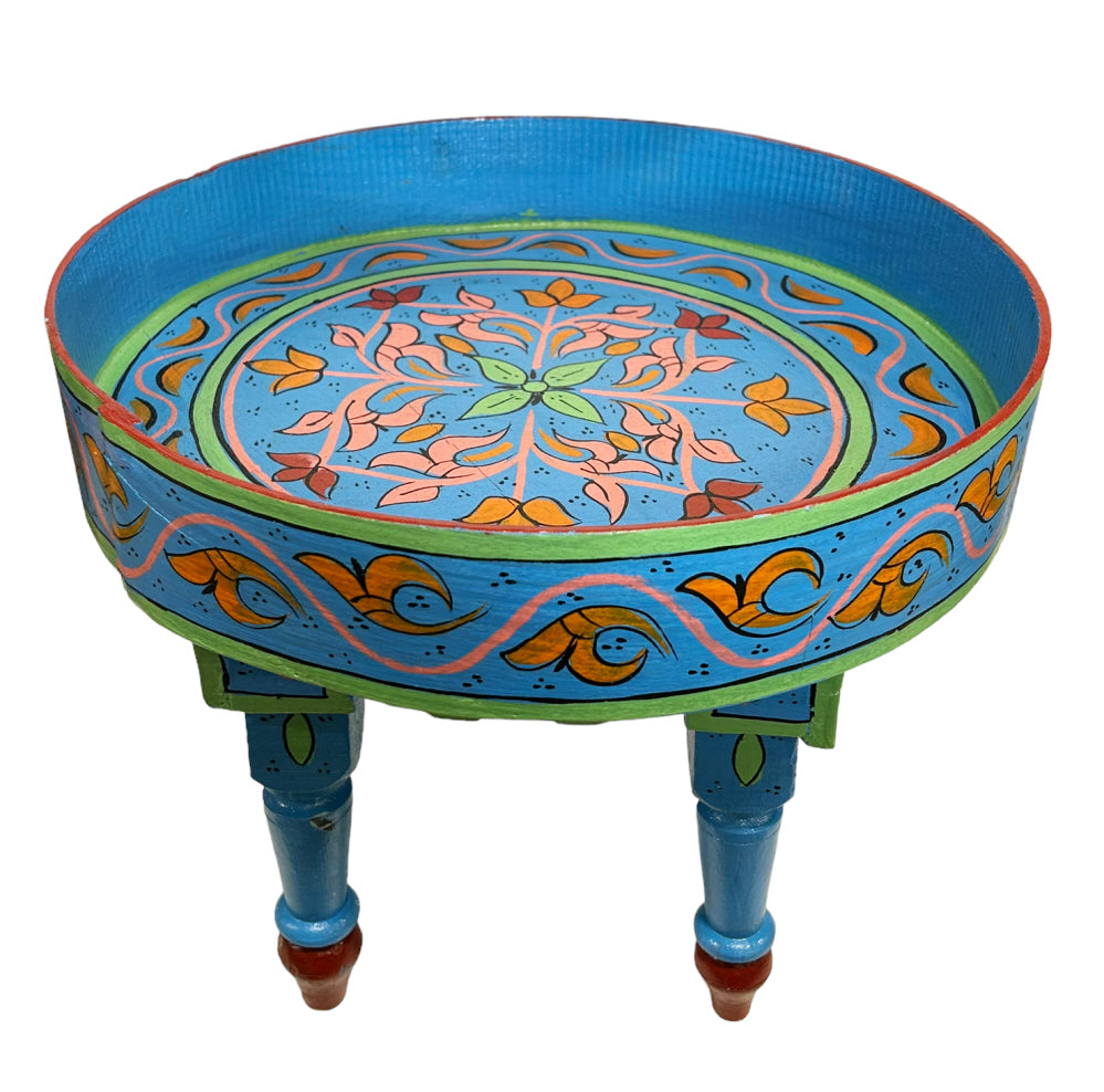 Marokkaanse geschilderde tafel – bijzettafel van cederhout, Ø 40 cm – foto 4