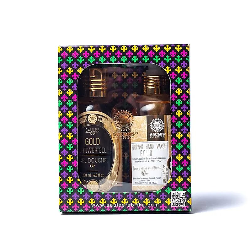 Saules Fabrika geschenkset Gold – douchegel en handzeep in cadeauverpakking