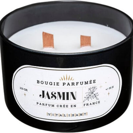Luxe Geurkaarsen Geschenkset van 3 – Patchouli, Amber en Jasmijn – Houten Knetterlont