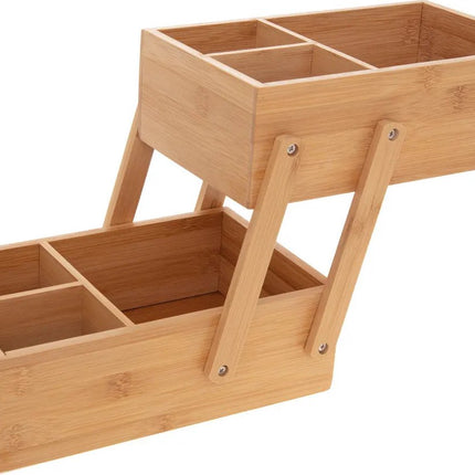 Luxe make-up Organizer met 2 traps –  Bamboe Hout