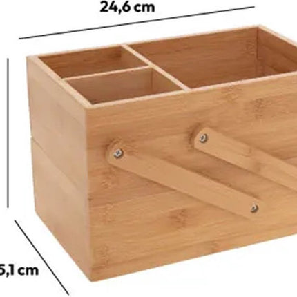 Luxe make-up Organizer met 2 traps –  Bamboe Hout