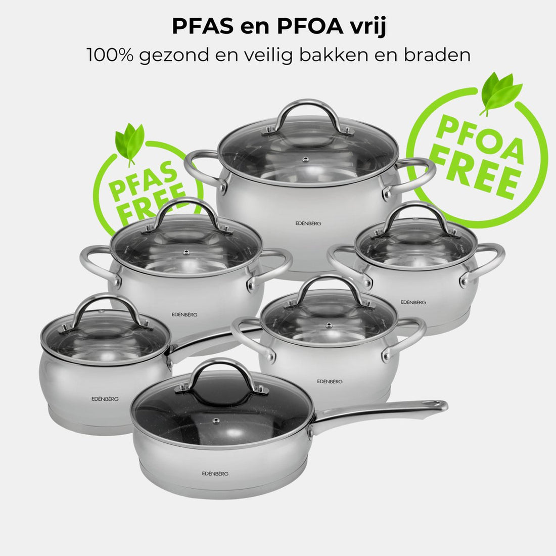 Edënbërg - Ensemble de casseroles de luxe - Inox - 12 pièces - Fond sandwich