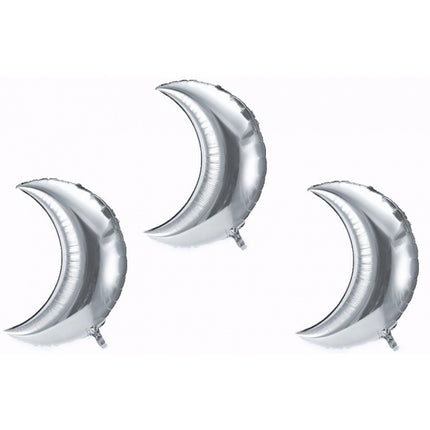Maan Ballon Zilver Klein (3 stuks)