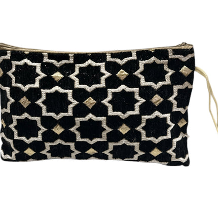 Handgemaakte Plum Geometric Make-uptas - Marokkaanse etui met zellig-motief
