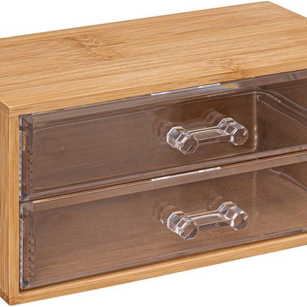 5Five sieraden/make-up organizer - 2 lades - 19 x 12 cm - bamboe/kunststof