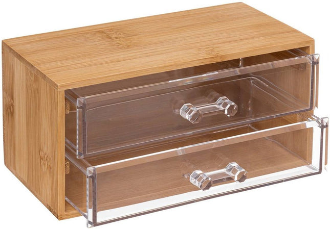 5Five sieraden/make-up organizer - 2 lades - 19 x 12 cm - bamboe/kunststof