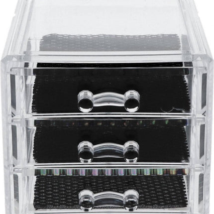 Sieraden/make-up organizer 3 lades 15,5 x 10,5 cm van kunststof - Sieradenkastje - Make-upkastje - Organizers