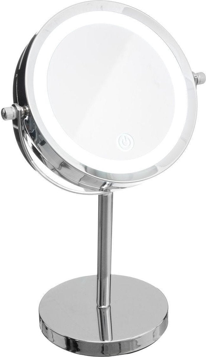 Makeup mirror/shaving mirror with LED lighting on base 18 cm