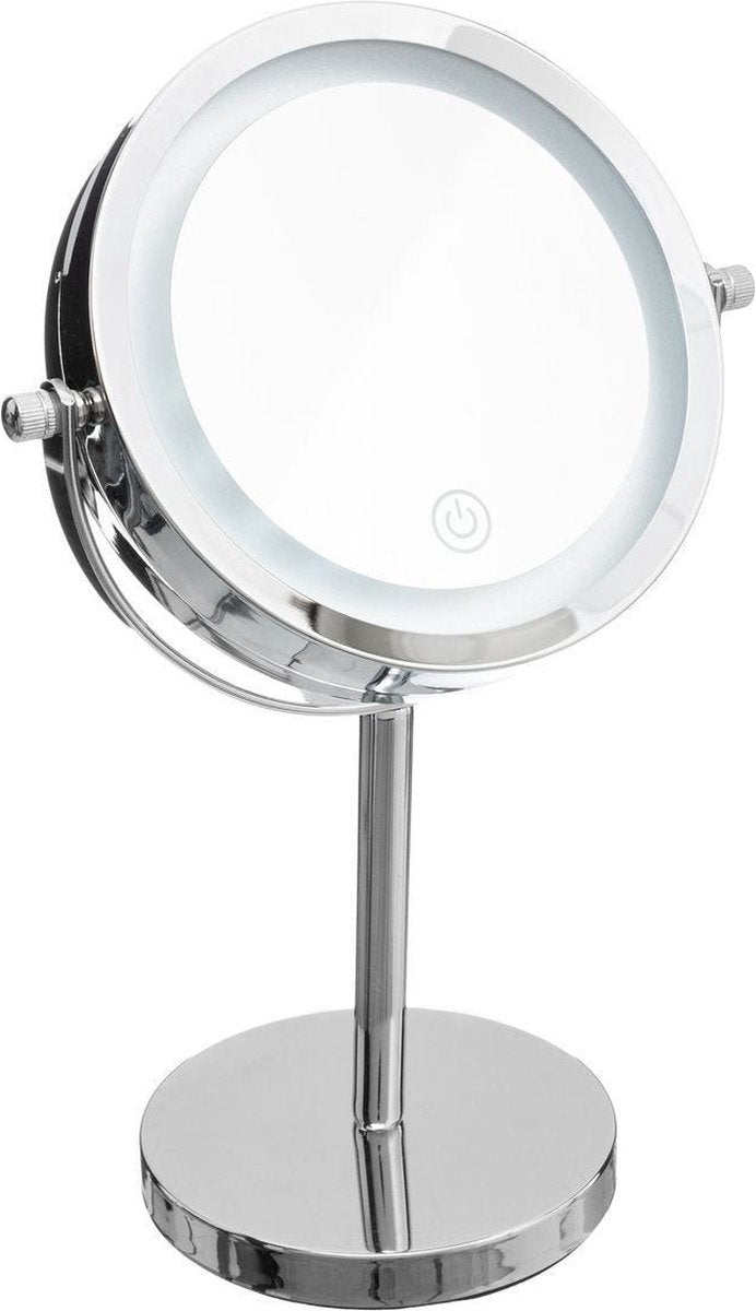 Makeup mirror/shaving mirror with LED lighting on base 18 cm