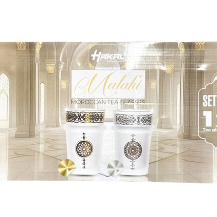 Hakal Malaki Marokkaanse Theeglazen – Zilver design – 9 cm – Set van 12