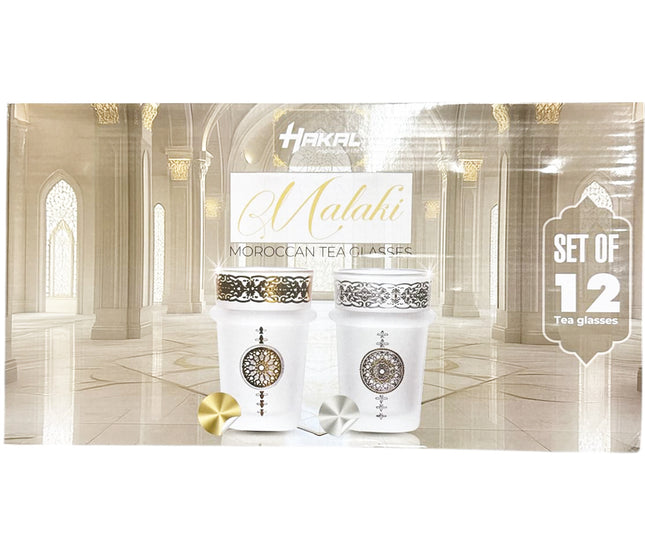Hakal Malaki Marokkaanse Theeglazen – Goud Design – 9 cm – Set van 12