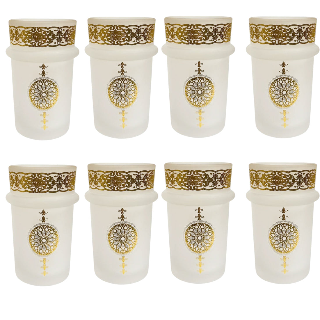 Hakal Malaki Marokkaanse theeglazen goud – set van 12, matglas, 9 cm
