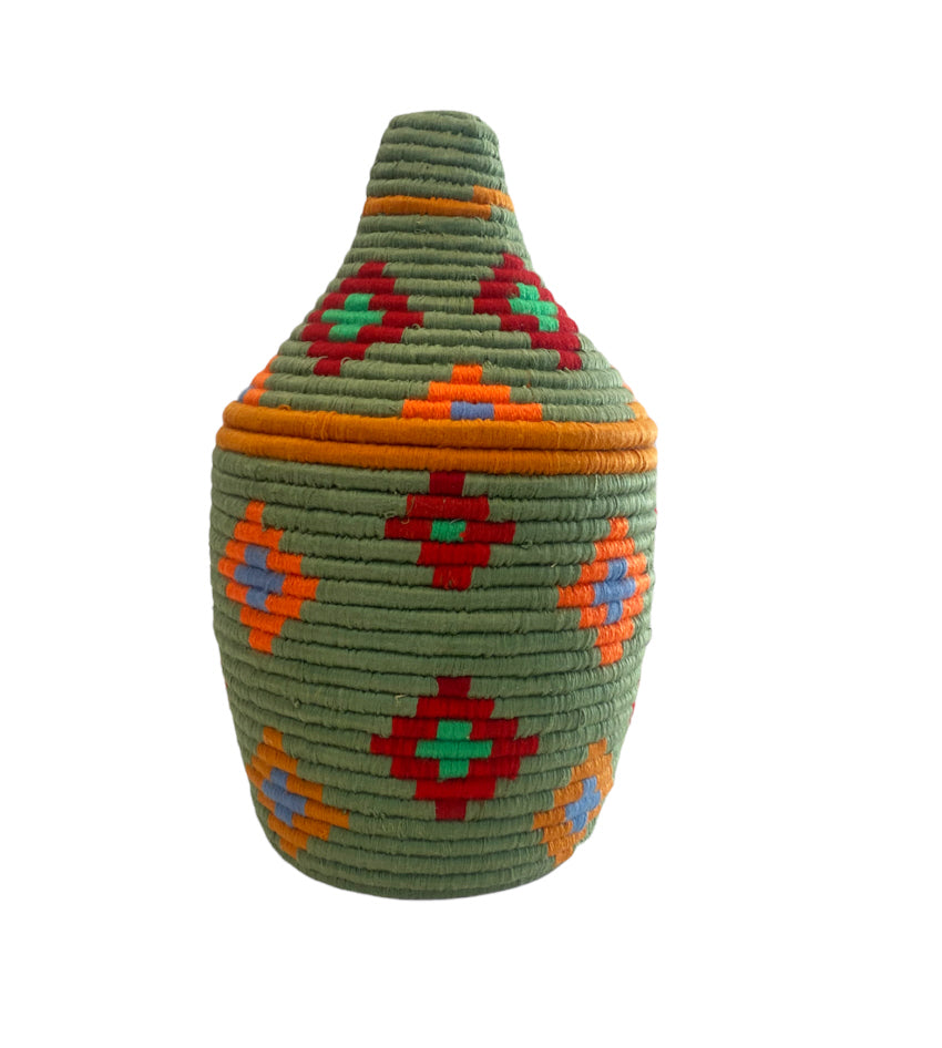 Panier de rangement marocain coloré vert