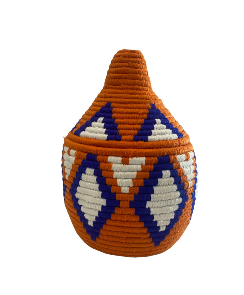 Panier de rangement Berbère orange et blanc
