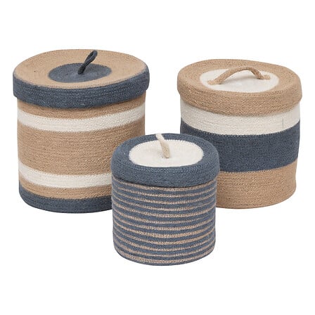 Ronde manden met deksel, set van 3 – jute deksels, maten S, M en L – foto 2