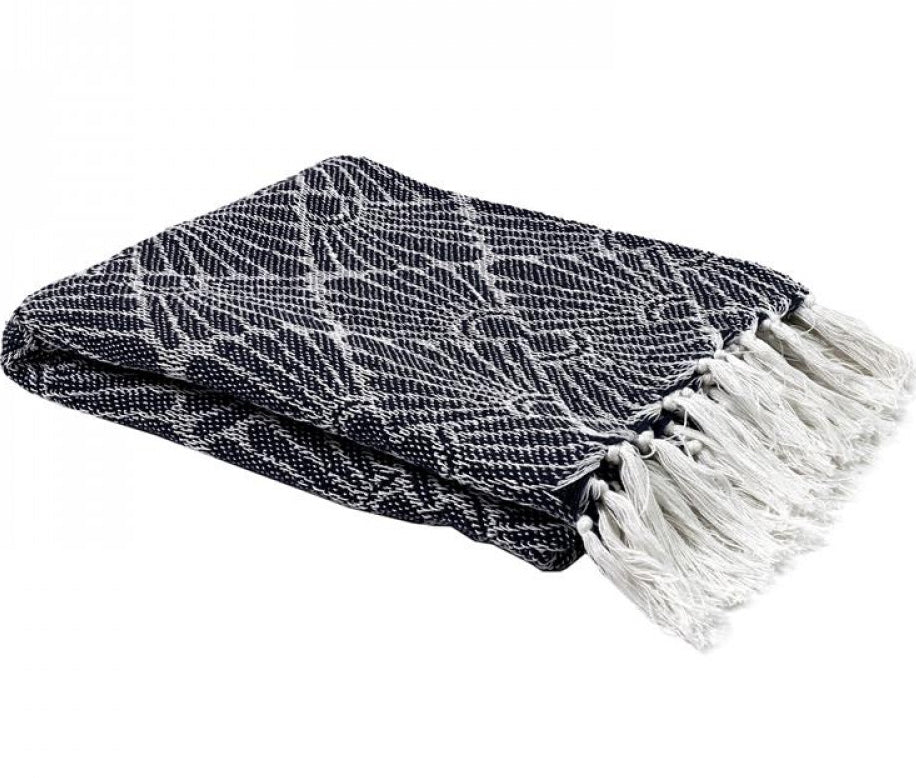 Plaid géométrique bleu marine