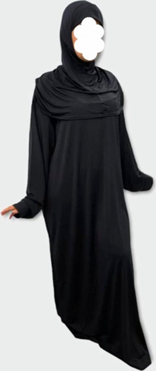 Gebedsjurk dames met hoofddoek – ééndelig, one size, stretchstof – foto 4