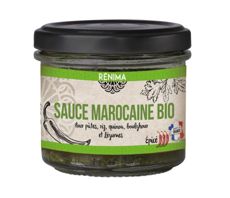 Sauce marinade marocaine biologique pour légumes, légumineuses - piquante