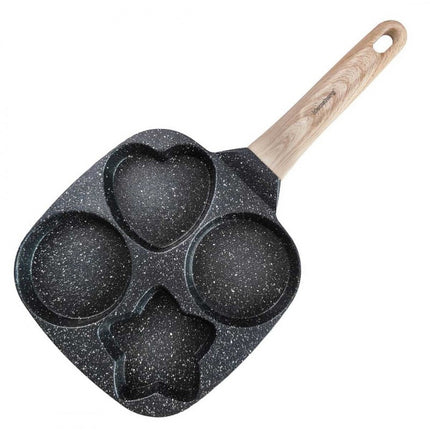 Klausberg Marmeren Eier- en Pannenkoekenpan met 4 Secties – Anti-aanbak, Creatieve Vormen, 19x19 cm