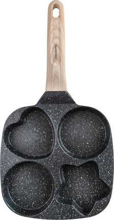 Klausberg Marmeren Eier- en Pannenkoekenpan met 4 Secties – Anti-aanbak, Creatieve Vormen, 19x19 cm