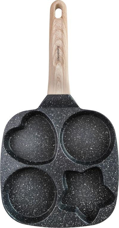 Klausberg Marmeren Eier- en Pannenkoekenpan met 4 Secties – Anti-aanbak, Creatieve Vormen, 19x19 cm