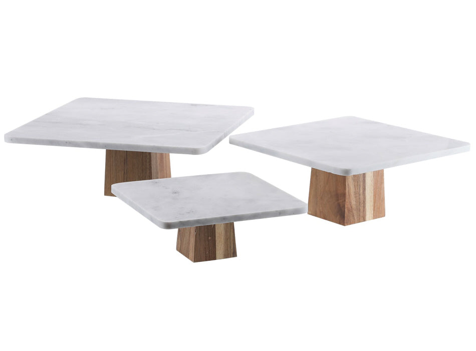 Marmeren taartplateau vierkant op houten voet – cake stand in 3 maten – foto 7