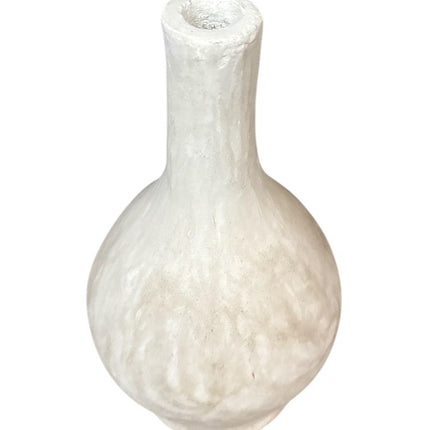 Witte Handgemaakte Keramieken Vaas – 32 cm Hoog – Mat Aardewerk Look