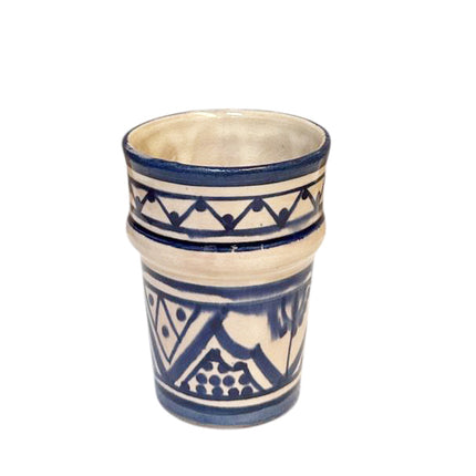 Marokkaanse Beker Handgemaakt – Blauw Aardewerk – 10 cm hoog