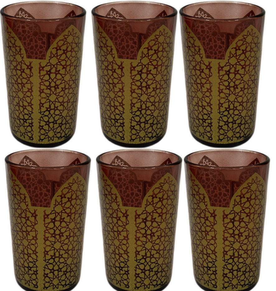 Verres à thé marocains marron or